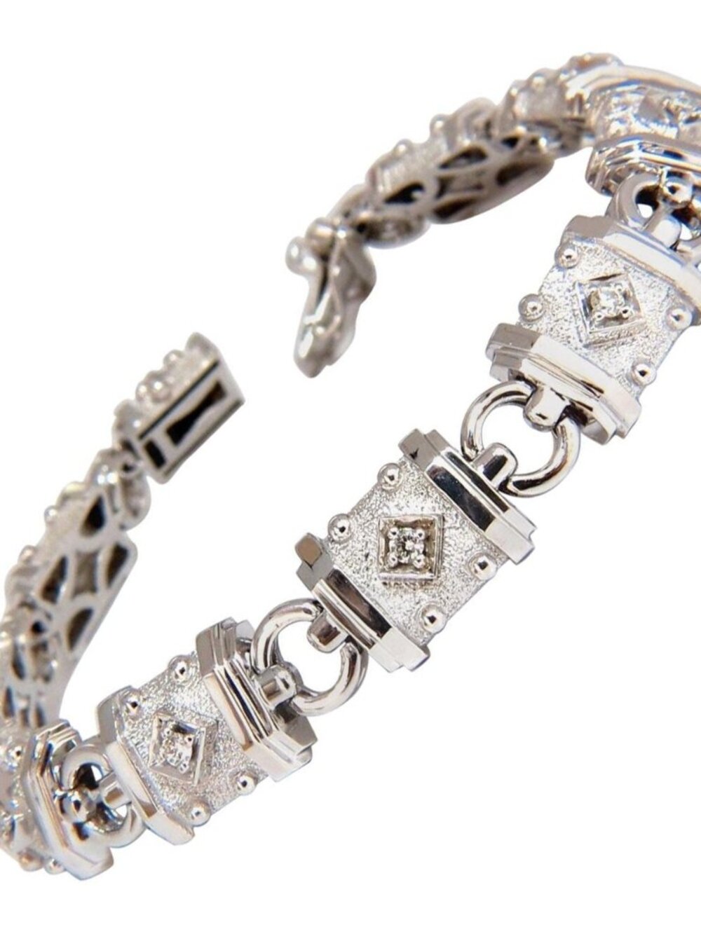 Deco Spanish Gothic Natural Diamond Tennis Bracelet .33 Carat 14kt 12576*